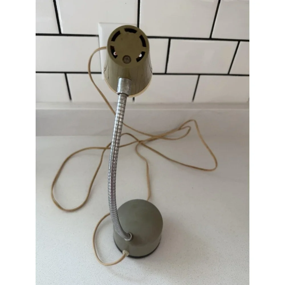 Vintage Penetray Gooseneck Desk Lamp MCM Green Corded Adjustable
